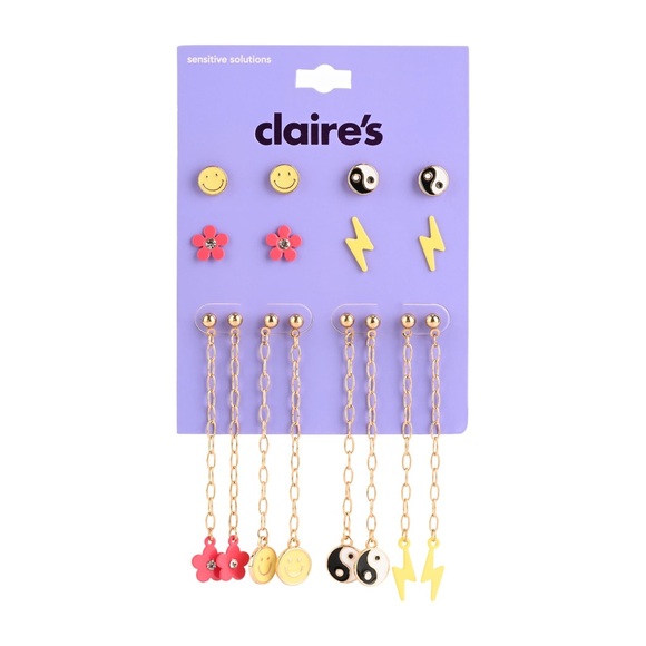 New Claires Gold Stud And Pendant Earrings Set With Other Gemstone 8-Pack 12$